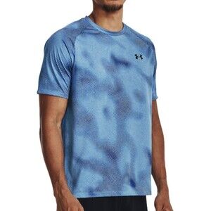 NEW 2XL - Under Armour Tech 2.0 Tee Shirt Blue Lino Print Loose Fit Men AX3520g